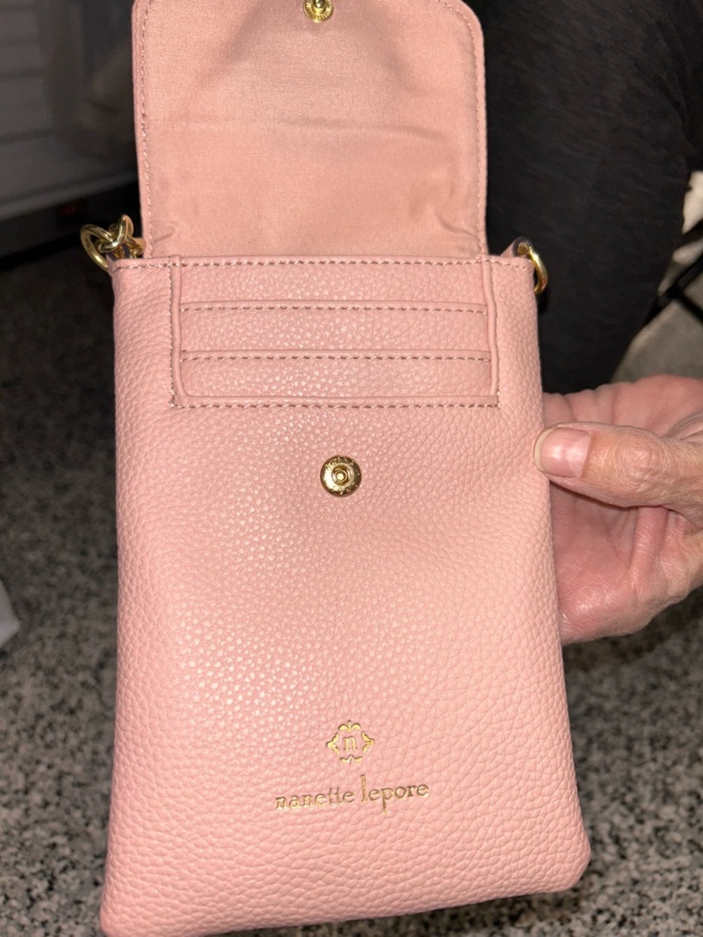 Nanette Lepore Blush Pink Pebbled Leather Crossbody Phone Pouch - Picture 4 of 4